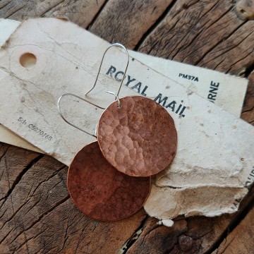 Earrings | Large Distressed Copper Disk